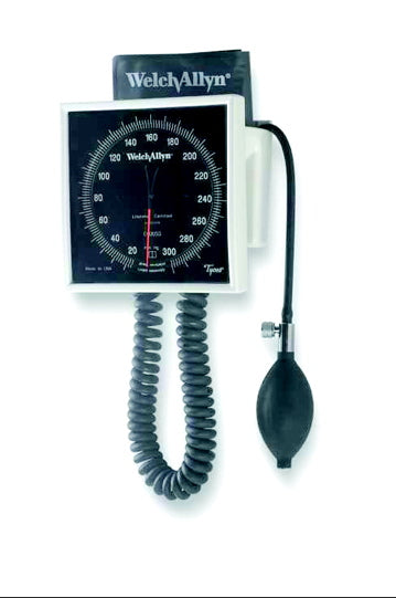 WELCH ALLYN TYCOS BLOOD-PRESSURE UNIT ANEROID DIAL WALL MOUNT WITH ADULT CUFF