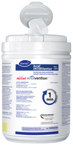 Accel Intervention Virox 1 Minute One -Step Surface Disinfectant Wipe /Sanitizer Wipes 6"x7" 160 Per Tub