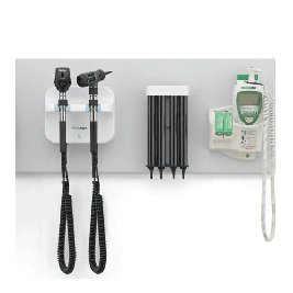 WELCH ALLYN GREEN SERIES 777 WALL TRANSFORMER WITH PANOPTIC OPHTHALMOSCOPE MACROVIEW OTOSCOPE WALL ANEROID KLEENSPEC DISPENSER SURETEMP + 690 THERMOMETER AND WALL BOARD