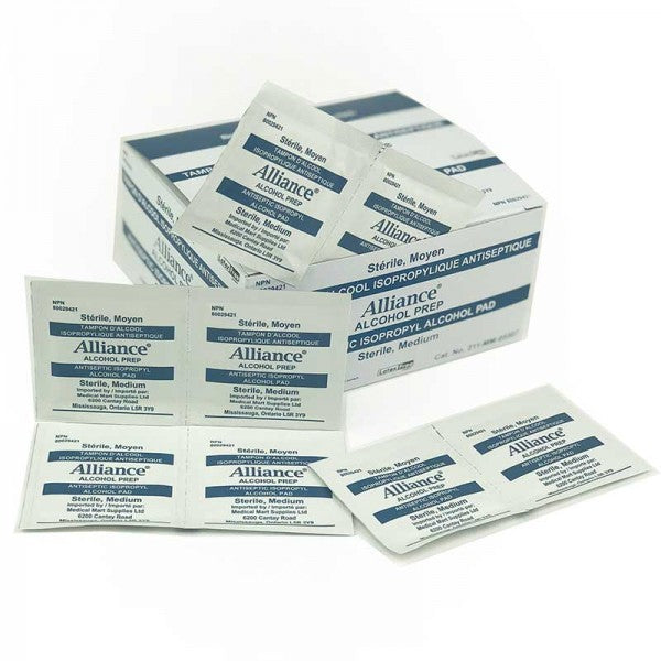 Antiseptic 70% Isopropyl Alcohol Pad- medium SterileAlliance Alcohol Prep Pads, 20 boxes/case