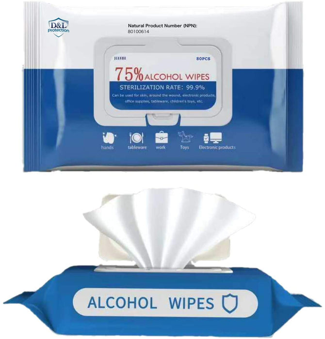 Jianhe 75% Alcohol Sanitizing/Disinfectant Wipes, 80 wipes/pack
