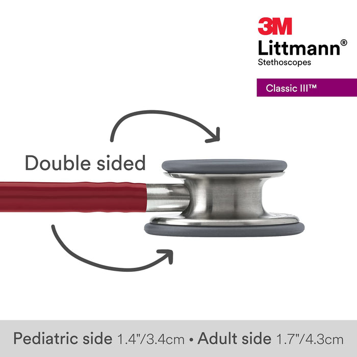 3M Littmann Classic III Monitoring Stethoscope, Burgundy Tube,27 inch, 5627