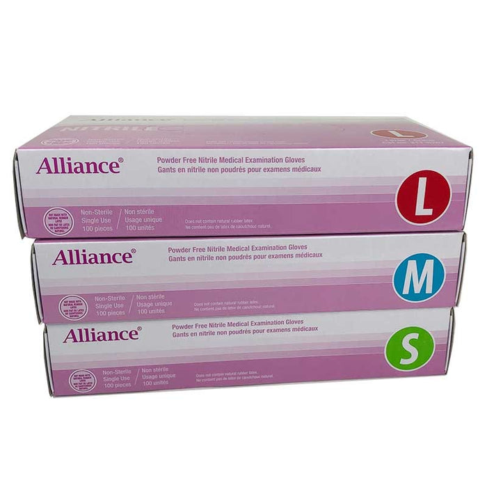 Alliance Nitrile Powder Free Examination Gloves, Box/100, Case/10 boxes