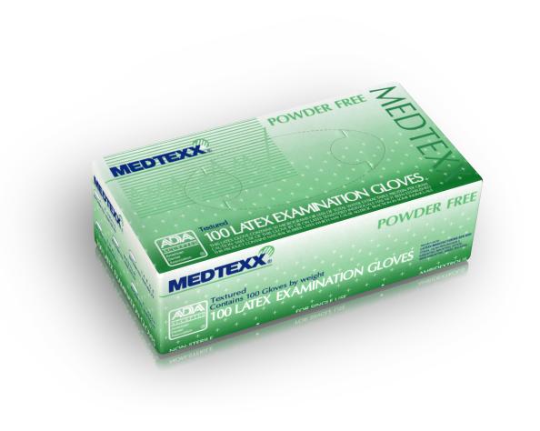 Medtexx Textured Latex Examination Gloves box of 100