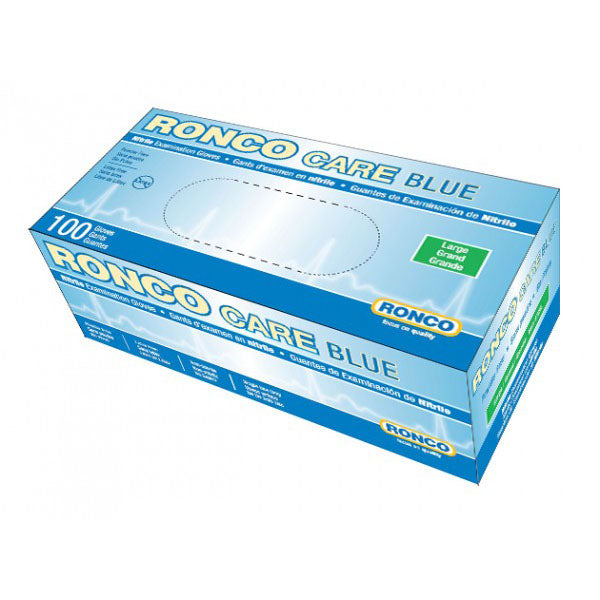 Ronco Care Blue Nitrile Powder Free (2 mil), Box of 200