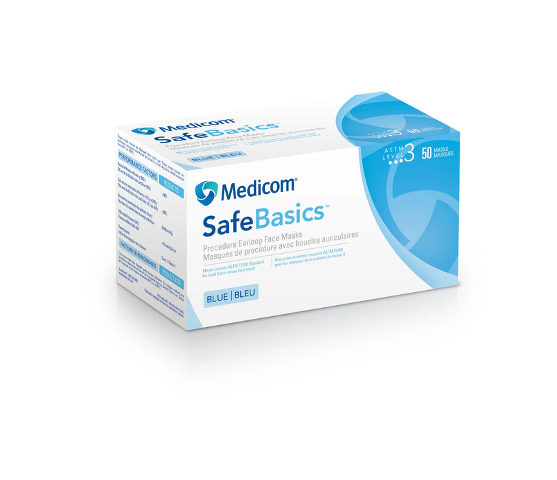 Medicom SafeBasics® Earloop Level 3 Mask BLUE - BOX (50 Pieces)