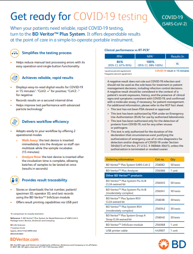 BD Veritor System for Rapid Detection of SARS-CoV-2