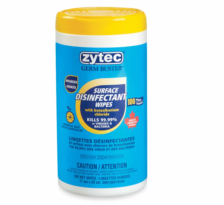 [Case of 12] Zytec® Disinfecting Wipes - 100 ct