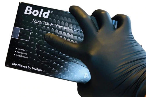 (Case Quantity Only) Aurelia Bold - Black Nitrile Examination Gloves - (100 gloves /box, 1000 gloves /case )