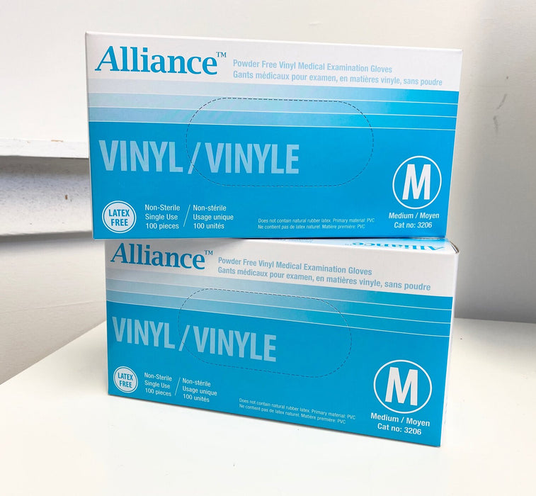 Alliance Powder Free Vinyl Medical Exam Gloves, 100/box, 10 boxes (boxed)
