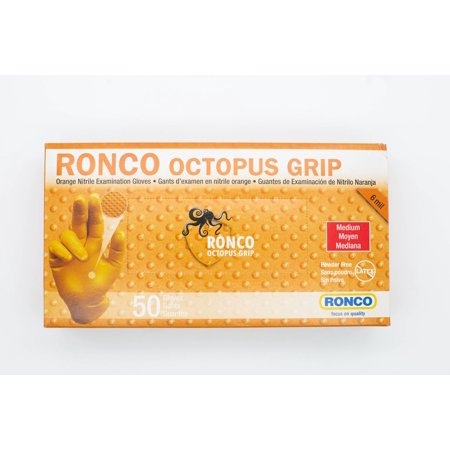 Ronco Octopus Grip, Orange Nitrile Examination Glove (6 mil), Case quantity