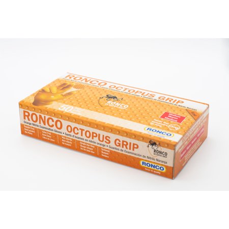 Ronco Octopus Grip, Orange Nitrile Examination Glove (6 mil), Case quantity