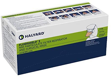 HALYARD FLUIDSHIELD 46827* Surgical N95 Respirator Mask *SMALL  - Box of 35